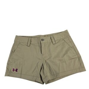 Under Armour Womens Khaki Tan Chino Shorts Size 6 Golf Hiking 1253206 SS 2015